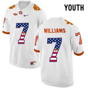 Youth Clemson Tigers #7 Mike Williams White USA Flag Youth College Football Jersey