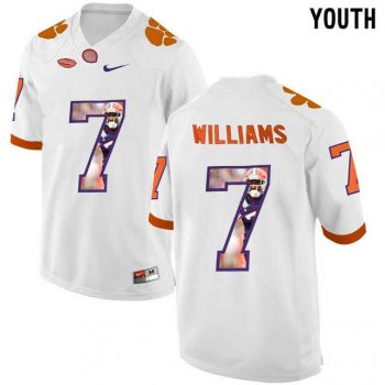 Youth Clemson Tigers #7 Mike Williams White With Portrait Print Youth College Football Jersey