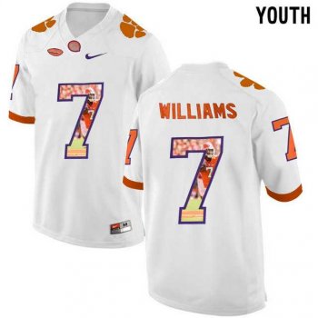 Youth Clemson Tigers #7 Mike Williams White With Portrait Print Youth College Football Jersey5