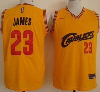 Cleveland Cavaliers #23 LeBron James Gold Nike Throwback Stitched NBA Jersey