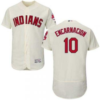 Cleveland Indians #10 Edwin Encarnacion Cream Flexbase Authentic Collection Stitched MLB Jersey