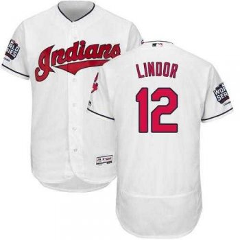 Cleveland Indians #12 Francisco Lindor White Flexbase Authentic Collection 2016 World Series Bound Stitched Baseball Jersey