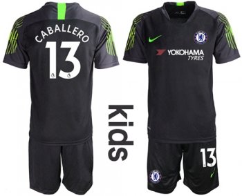 Chelsea #13 Caballero Black Goalkeeper Kid Soccer Club Jersey