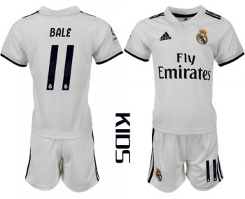 Real Madrid #11 Bale White Home Kid Soccer Club Jersey