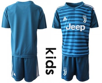 Juventus Blank Blue Goalkeeper Kid Soccer Club Jersey