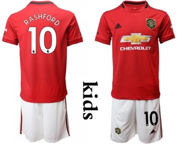 Manchester United #10 Rashford Home Kid Soccer Club Jersey