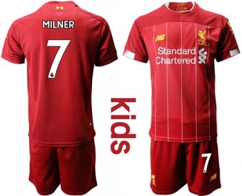 Liverpool #7 Milner Red Home Kid Soccer Club Jersey