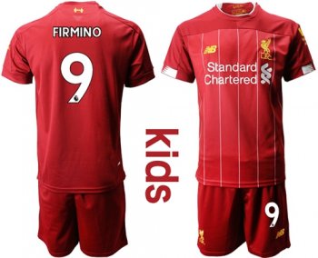 Liverpool #9 Firmino Red Home Kid Soccer Club Jersey