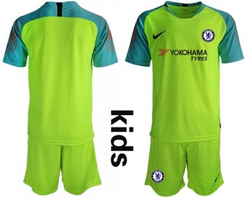 Chelsea Blank Shiny Green Goalkeeper Kid Soccer Club Jersey