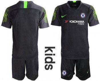 Chelsea Blank Black Goalkeeper Kid Soccer Club Jersey