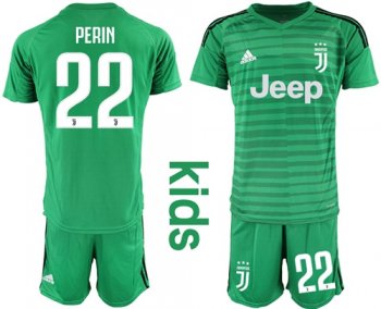 Juventus #22 Perin Green Goalkeeper Kid Soccer Club Jersey