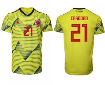 Colombia #21 Cardona Home Soccer Country Jersey