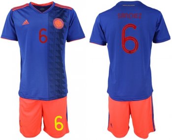 Colombia #6 Sanchez Away Soccer Country Jersey