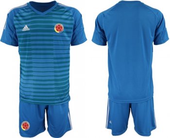 Colombia Blank Blue Goalkeeper Soccer Country Jersey