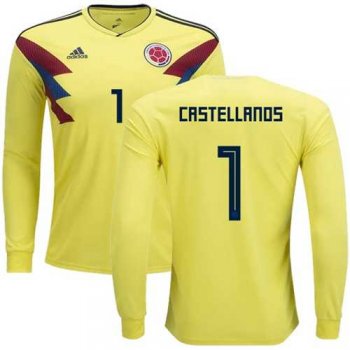 Colombia #1 Castellanos Home Long Sleeves Soccer Country Jersey