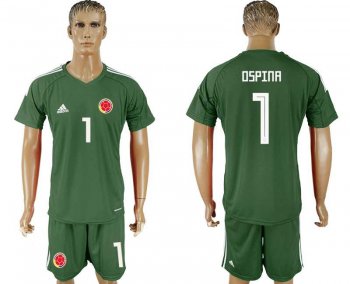 Colombia #1 OSPINA Army Green Goalkeeper 2018 FIFA World Cup Soccer Jersey