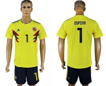 Colombia #1 Ospina Home Soccer Country Jersey