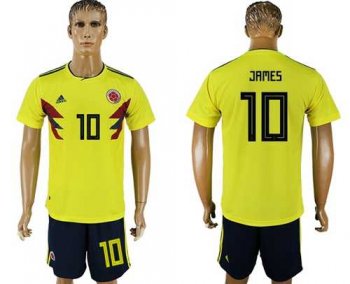 Colombia #10 James Home Soccer Country Jersey