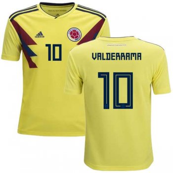 Colombia #10 Valderrama Home Kid Soccer Country Jersey