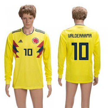 Colombia #10 Valderrama Home Long Sleeves Soccer Country Jersey