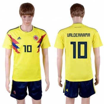 Colombia #10 Valderrama Home Soccer Country Jersey