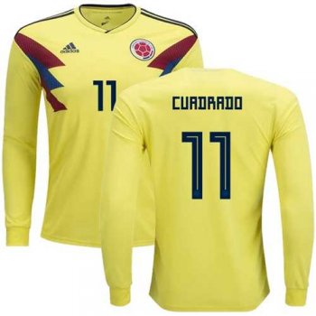 Colombia #11 Cuadrado Home Long Sleeves Soccer Country Jersey