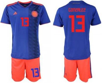 Colombia #13 Gonzalez Away Soccer Country Jersey