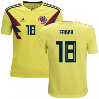 Colombia #18 Fabra Home Kid Soccer Country Jersey