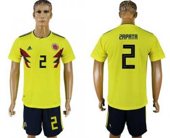 Colombia #2 Zapata Home Soccer Country Jersey