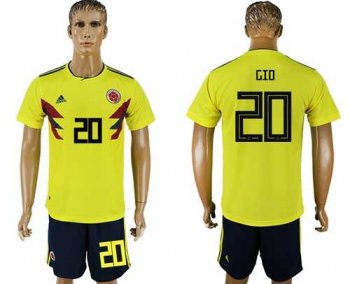 Colombia #20 Gio Home Soccer Country Jersey