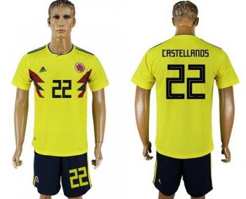 Colombia #22 Castellanos Home Soccer Country Jersey