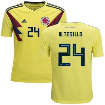 Colombia #24 W.Tesillo Home Kid Soccer Country Jersey