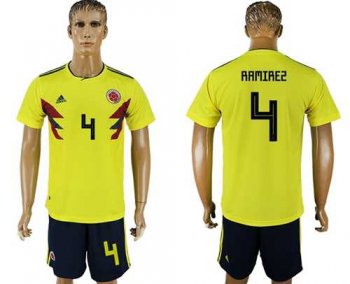 Colombia #4 Ramirez Home Soccer Country Jersey