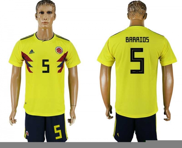 Colombia #5 BARRIOS Home 2018 FIFA World Cup Soccer Jersey