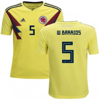 Colombia #5 W.Barrios Home Kid Soccer Country Jersey