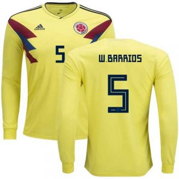 Colombia #5 W.Barrios Home Long Sleeves Soccer Country Jersey