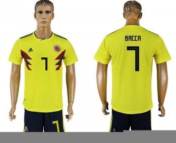 Colombia #7 BACCA Home 2018 FIFA World Cup Soccer Jersey