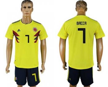 Colombia #7 Bacca Home Soccer Country Jersey