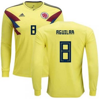 Colombia #8 Aguilar Home Long Sleeves Soccer Country Jersey