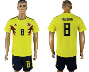 Colombia #8 Aguilar Home Soccer Country Jersey