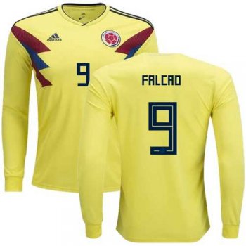 Colombia #9 Falcao Home Long Sleeves Soccer Country Jersey