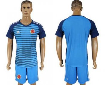 Colombia Blank Blue Goalkeeper Soccer Country Jersey