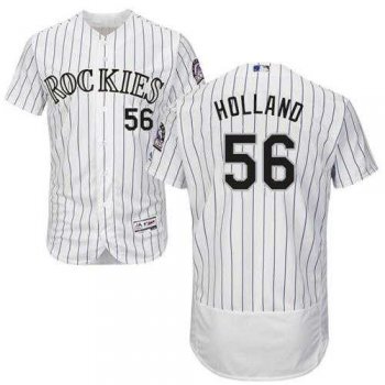 Colorado Rockies #56 Greg Holland White Strip Flexbase Authentic Collection Stitched MLB Jersey