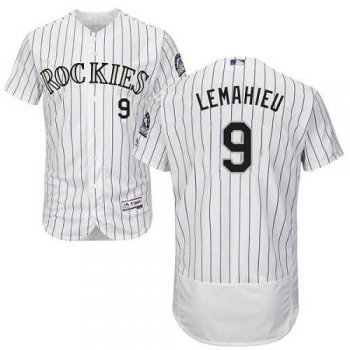 Colorado Rockies #9 DJ LeMahieu White Strip Flexbase Authentic Collection Stitched MLB Jersey