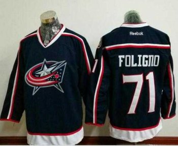 Columbus Blue Jackets #71 Nick Foligno Navy Blue Home Stitched NHL Jersey