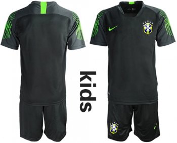 Brazil Blank Black Goalkeeper Kid Soccer Country Jersey