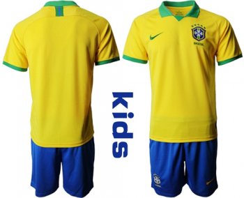 Brazil Blank Home Kid Soccer Country Jersey