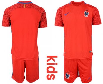 France Blank Red Goalkeeper Kid Soccer Country Jersey