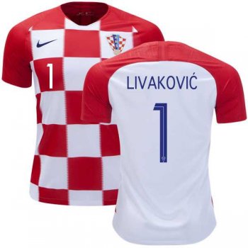 Croatia #1 Livakovic Home Soccer Country Jersey