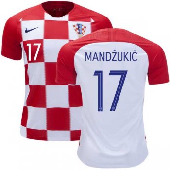 Croatia #17 Mandzukic Home Kid Soccer Country Jersey